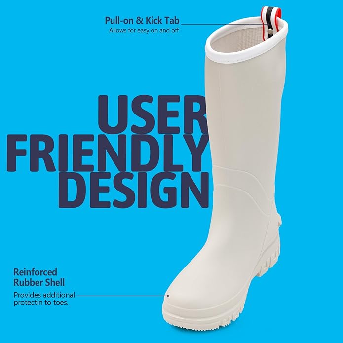 Women's Ankle Rain Boots - Slip On Waterproof Festival & Garden Shoes for Men - Comfortable Lightweight Rubber Wellies with Decorative Buckle