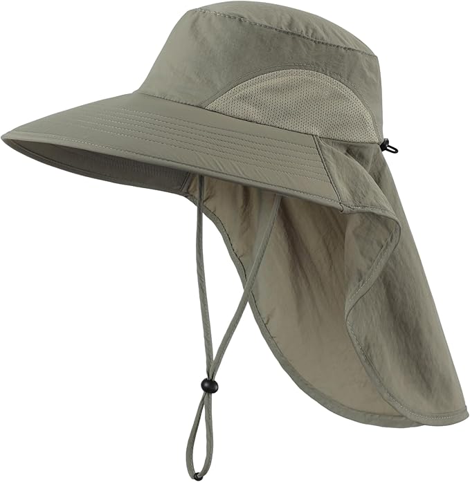 Home Prefer Outdoor UPF50+ Sun Hat Wide Brim Mesh Fishing Hat with Neck Flap