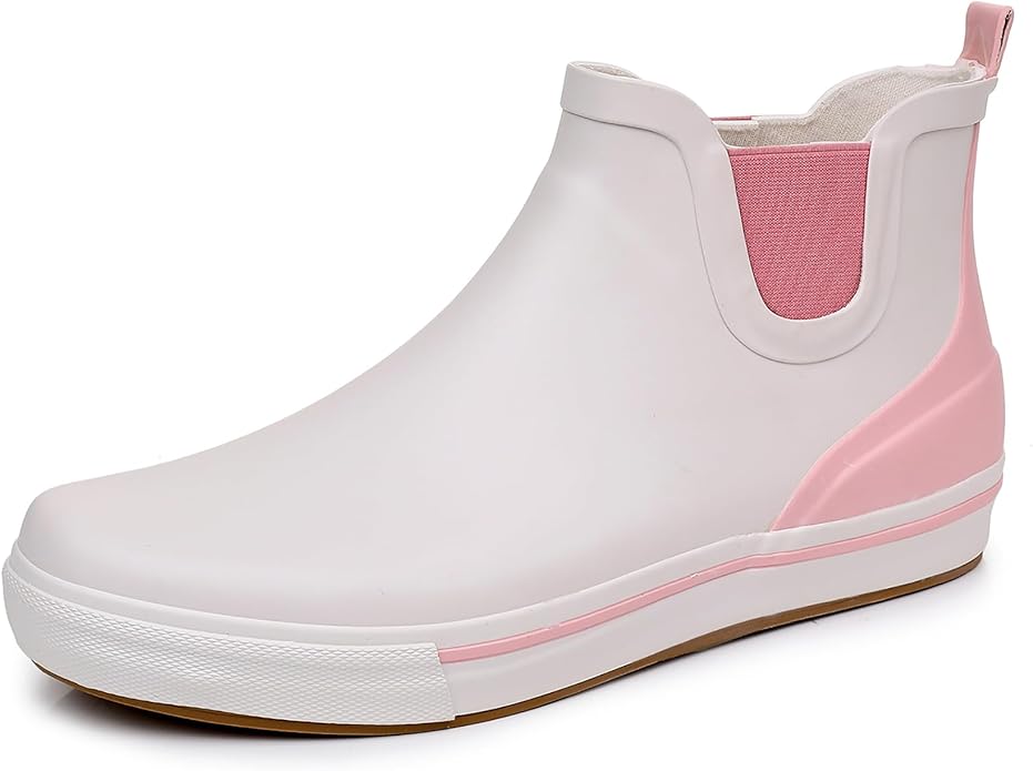 WTW Womens Rain Boots Deck Boots for Men - Lightweight Waterproof Rubber Fishing Rain Shoes with High Traction for Gardening Camping