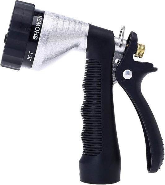GREEN MOUNT Water Hose Nozzle Spray Nozzle, Metal Garden Hose Nozzle with Adjustable Spray Patterns, Perfect for Watering Plants, Washing Cars and Showering Pets