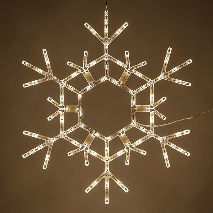 Kringle Traditions 36" Folding Warm White Snowflake Decoration LED Lights Large Snowflake Decorations Outdoor Lights (36" Warm White Snowflake)