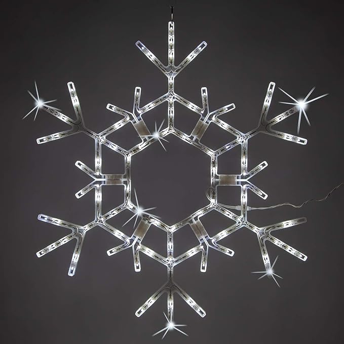 Kringle Traditions 36" Folding Cool White Twinkle Snowflake Decoration LED Lights Large Snowflake Decorations Outdoor Lights (36" Cool White Twinkle Snowflake)