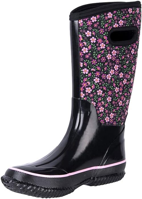 WTW Mid Calf Rain Boots for Women - Waterproof Insulated Neoprene Mud Boots Outdoor Hunting Garden Boots