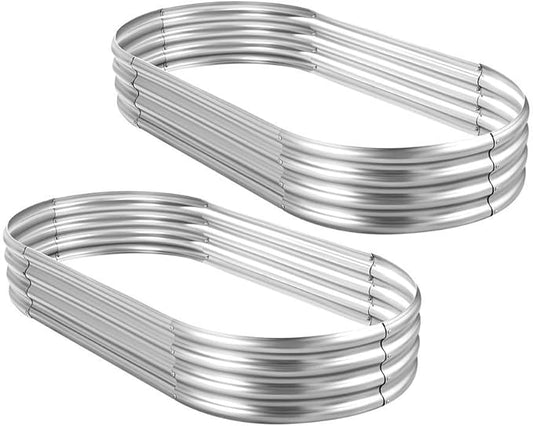 Land Guard 2Pcs Galvanized Steel Raised Garden Bed,8 x 4 x 1 ft Large Metal Raised Planter Beds, Aluminum Raised Garden Bed for Vegetables, 8 x 4 x 1ft(2pcs)