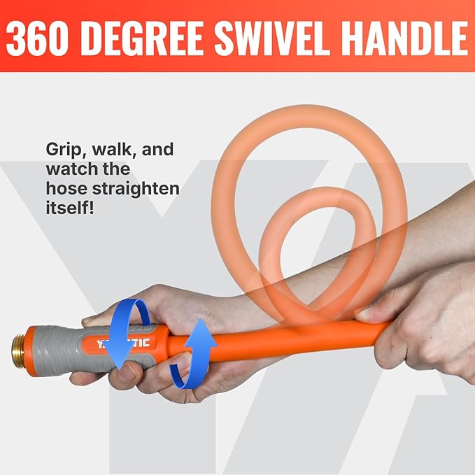 YAMATIC Garden Hose 5/8 in x 10 ft, Ergonomic Swivel Fittings, Burst 600 PSI,Heavy Duty, Flexible and Lightweight Water Hose