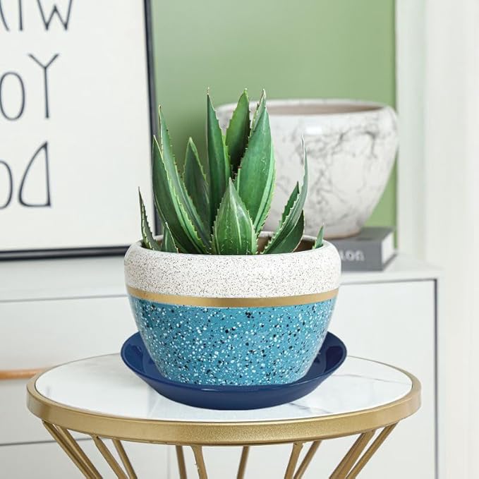 14 Inch Plant Saucer Tray 4 5 6 8 10 12 14 15 Inch Ceramic Plant Saucers for Indoors Outdoor, Drainage Drip Water Trays for Planter Pots Flower, Glazed Pot Saucers Trays (15 Inch)