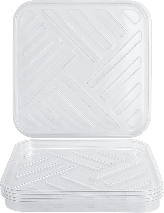 Idyllize 5 Pack 10 Inch of Plastic Plant Saucer, Square Clear Drip Trays for Indoors & Outdoor Plants, Durable Thick Saucer for Flower Pot (10")