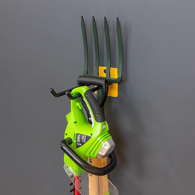 StoreYourBoard Tool Organizer Hook, Wall Mount Garage Storage, Tool Storage for Shovels Rakes Brooms Hoses and More, Rubber-Coated Steel Holds 50 lbs, 12" X 4" X 4.5"