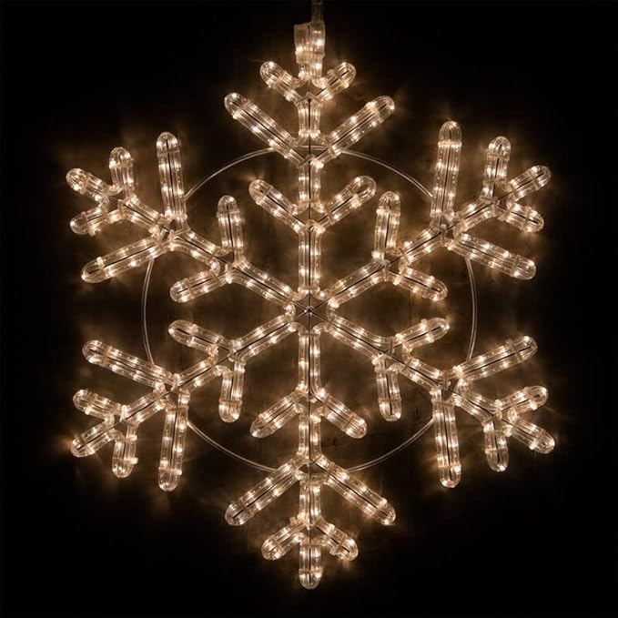 Wintergreen Lighting 24" LED Snowflake Light Christmas Decorations Outdoor, 42 Point Rope Light (Warm White LED)