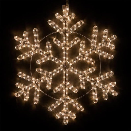 Wintergreen Lighting 24" LED Snowflake Light Christmas Decorations Outdoor, 42 Point Rope Light (Warm White LED)