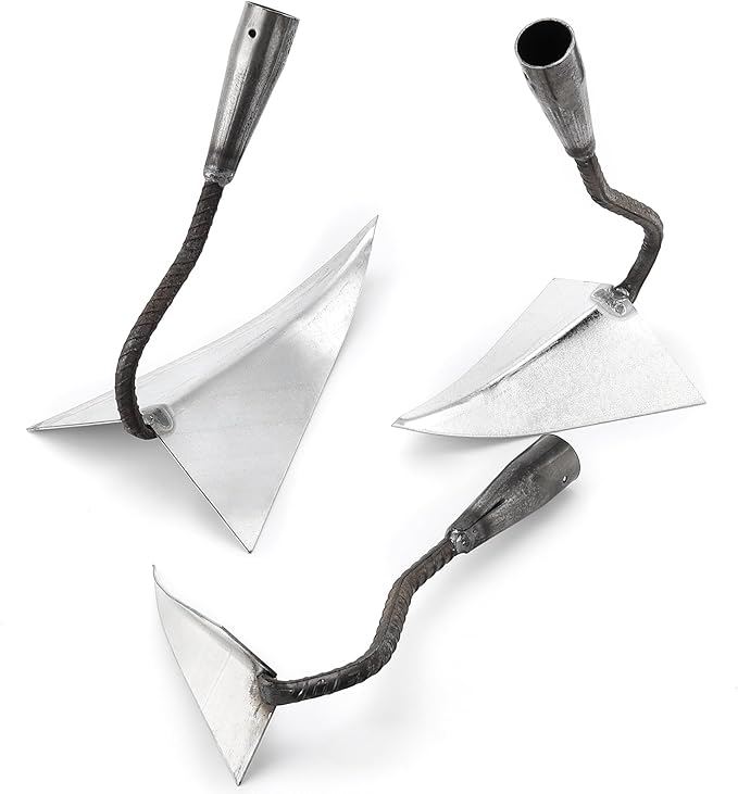 3 PCS Hoe Garden Tool Set, Triangle Gardening Hoes with Sharp Blade, Hand Plow Hoes for Digging, Backyard Weeding, Loosing Soil