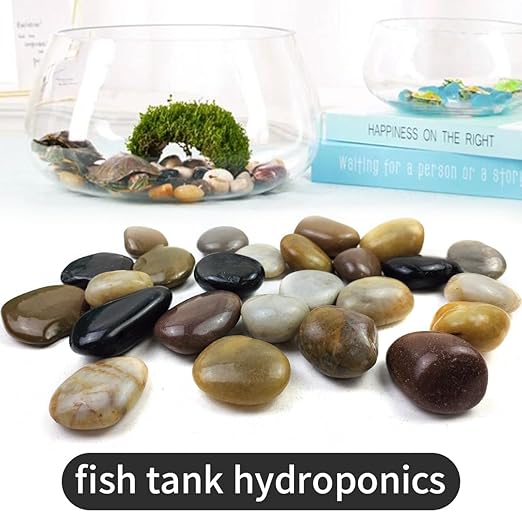 40LB Mixed Color River Rocks - 2-3 inch High Polished Decorative Pebbles, Polished Stones for Landscaping, Natural River Rocks for Outdoor Décor, Plants,Vase Filler,Fish Tank