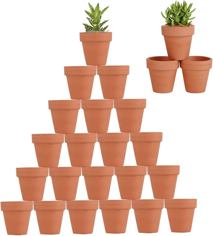 24pcs Mini Clay Pots, 2.5'' Terracotta Pottery Planters, Cactus Flower Succulents Nursery Pots, with Drainage Hole, for Indoor/Outdoor