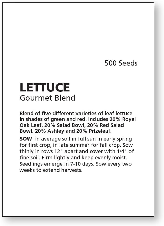 Burpee Gourmet Blend Lettuce Seeds 1000 seeds
