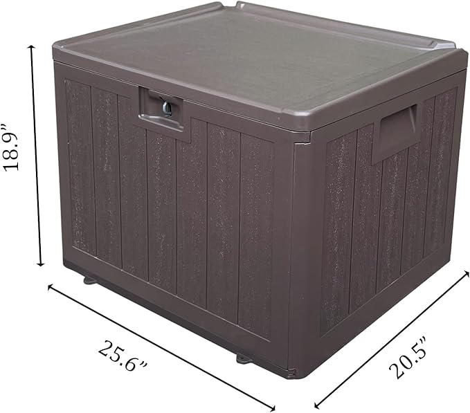 TARKARI Premium Pro Edition 35 Gallon Lockable Resin Deck Box, Waterproof & UV-Resistant Outdoor Storage Box for Outdoor Storage, Garden Tools & Pool Accessories Storage, Brown