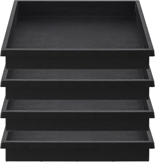 NATSUKY Square Plant Saucer 12 Inch 4 Pack, 8 10 12 14 16 Inch Plant Trays for Indoors Heavy Duty Plastic Flower Plants Saucers for Pots Outdoors No Holes Drip