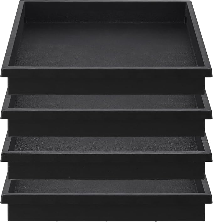 NATSUKY Square Plant Saucer 14 Inch 4 Pack, 8 10 12 14 16 Inch Plant Trays for Indoors Heavy Duty Plastic Flower Plants Saucers for Pots Outdoors No Holes Drip