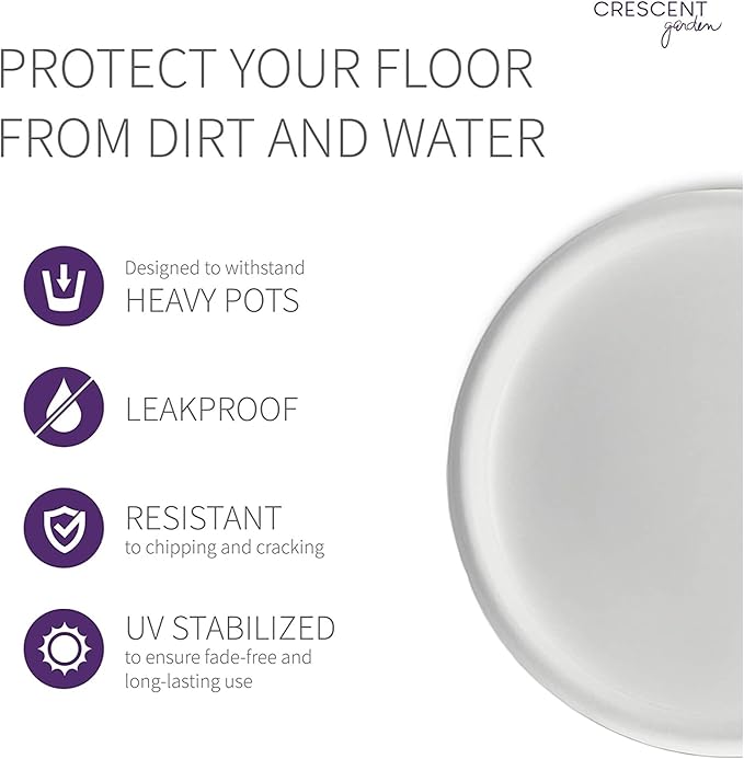 Crescent Garden Universal Round Planter Saucer, Heavy Duty Drainage Dish for Large Plant Pots, Large Plant Dishes Saucer, Indoor & Outdoor Plant Tray - Cloud White (19.75" Inner, 22' Outer Diameter)