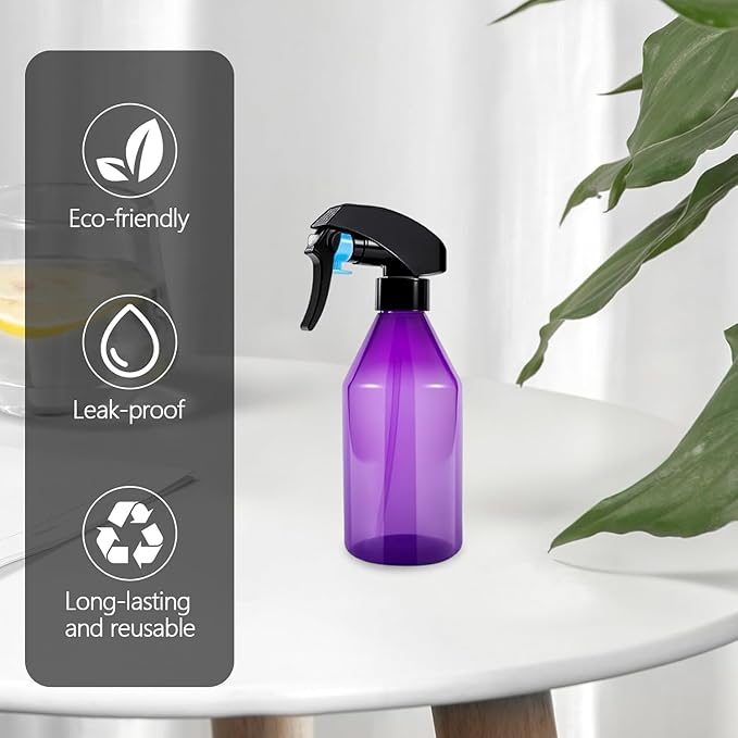 Plant Mister Spray Bottle, 2 Pack 10oz Plastic Fine Mist Spray Bottles, Empty Plant Sprayer Mister Water Spritzer for Gardening, Hair, Cleaning Solutions, Purple