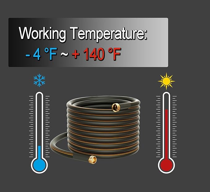 Atlantic Heavy Duty Garden Hose 2 ft x 5/8 Inch Black Color, Short Connection Leader Hose with Solid Brass Connectors (2 Feet)