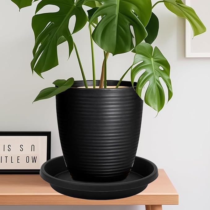 5 Pack Plant Saucer 10 Inch, Plastic Plant Saucers for Indoors, Drip Trays for Potted Plants, Flower Pot Saucers, Plant Trays for Pots, Plant Water Catcher Tray