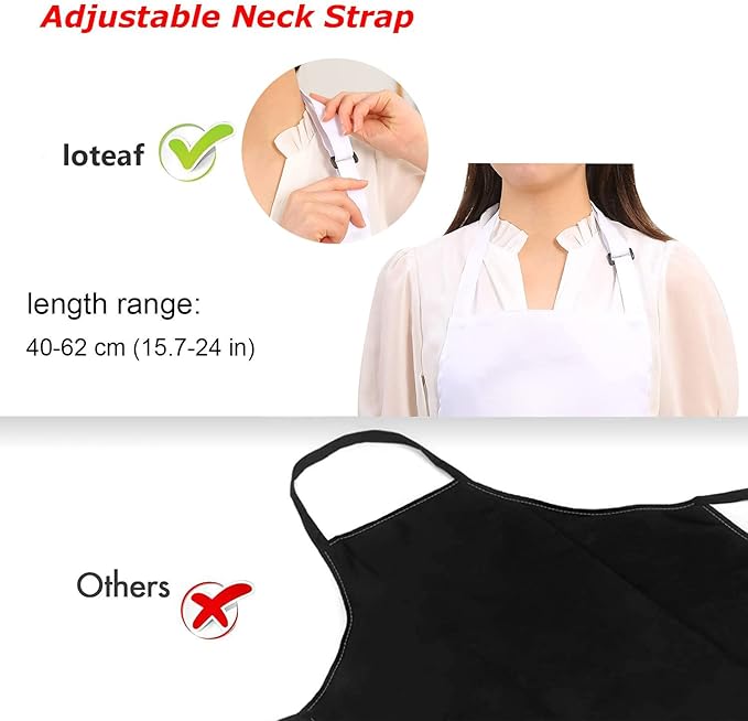 4 Packs Chef Apron, Waterproof Apron, Adjustable Aprons with 2 Pockets for Men Women, Professional Aprons for Kitchen Cooking Gardening Painting Baking Restaurant (White)