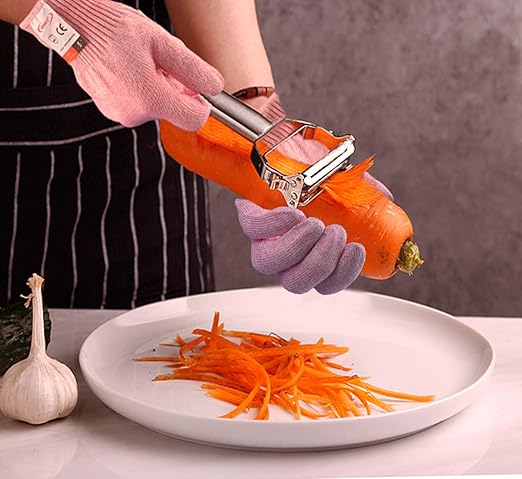 Cut Resistant Gloves, 2 Pairs of Food Grade Cut Resistant Gloves, Cutting Gloves for Kitchen, Oyster Shucking, Fish Fillet Processing, Carving Wood and Gardening(Medium-Pink)