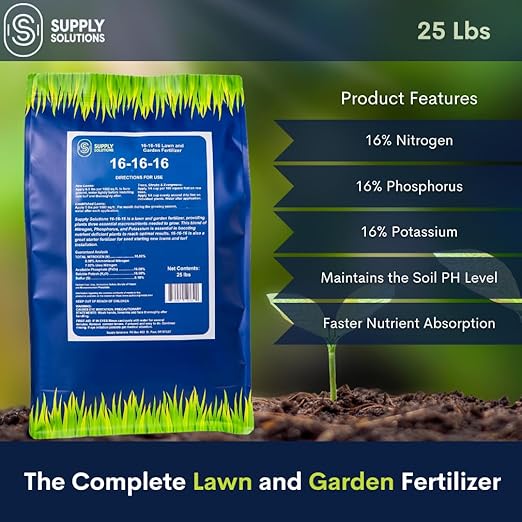 16-16-16 Complete Lawn & Garden All Purpose Granular Fertilizer - The Ultimate Plant Food for Lush Greenery & Vibrant Blooms - for All Plants, Vegetables, Fruits, and Berries - 25lbs