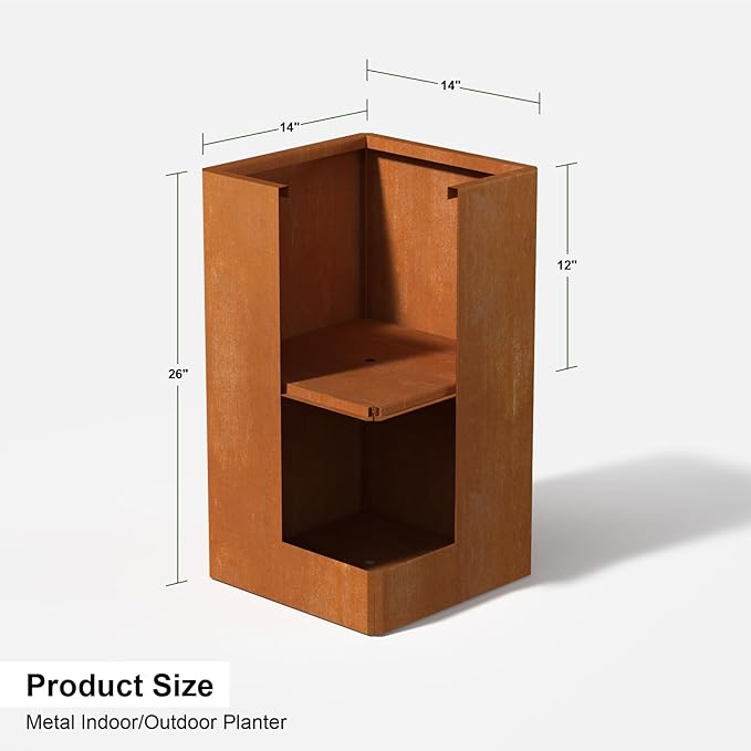 26 Inch Flower Pots - Tall Planter for Indoor or Outdoor Patio/Porch, All-Weather with Removable Insert Shelf | Modern Design for Plants, Flowers, Garden