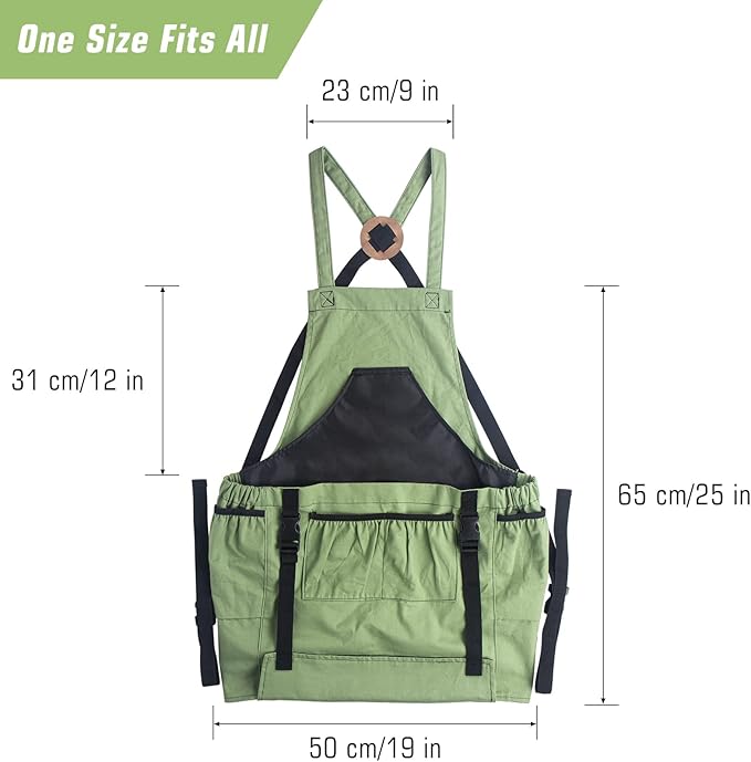 Gardening Apron, Garden Apron with Quick Release Pockets for Harvesting Gardening, Water Resistant Apron for Men&Women