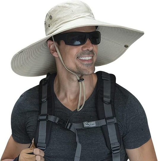 HUAMULAN 6" Super Wide Brim Sun Hats, Men and Women Bucket Hat for Fishing Hiking Garden Lawn Work Safari Camping Outdoor