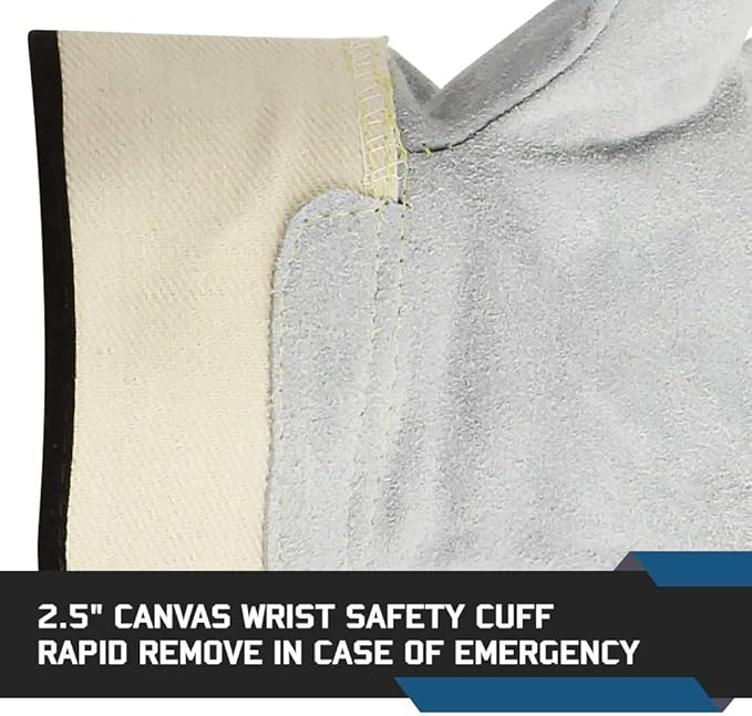 Glove Station Cowhide Leather Work Gloves for Men & Women – Work Gloves with Split Leather Palm, Rubberized Safety Cuff