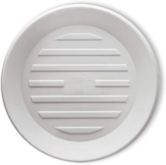 Crescent Garden Universal Round Planter Saucer, Durable Drainage Dish for Plant Pots, Heavy-Duty Plant Dishes Saucer, Indoor & Outdoor Plant Trays - Cloud White (18.5 inch Inner, 23.5 inch Outer)