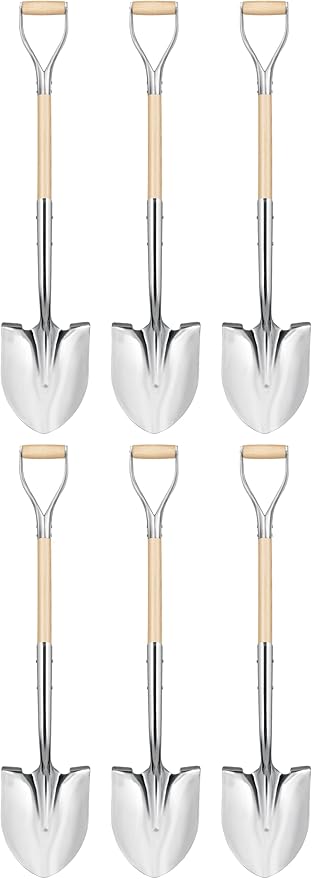 Truper 33127 Tru Pro Polished Chrome Ceremonial Shovel with Steel/Wood D-Handle Perfect for Groundbreaking Ceremonies, 44.5-Inch, 6-Pack