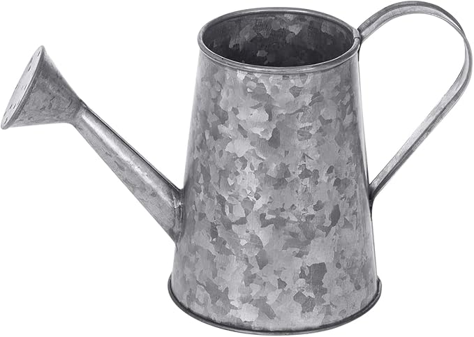 MyGift 5 Inch Mini Rustic Galvanized Metal Decorative Vase in Vintage Style Watering Can Design for Dried Flowers and Artificial Plants - Handcrafted in India (Pack of 2)