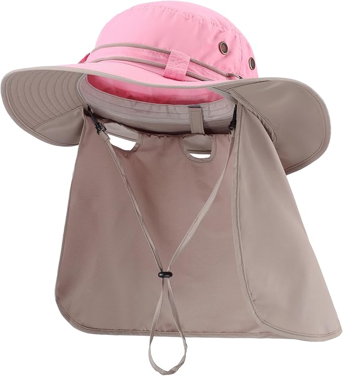 Home Prefer UPF50 Mens Sun Hat with Neck Flap Quick Dry UV Protection Cap Womens Wide Brim Fishing Hat Neck Flap Beach Garden