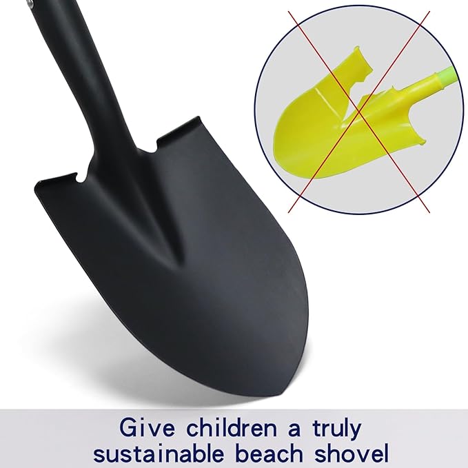 WIKER Beach Shovel,Kids Shovels for Digging,Short Handle Metal Shovel,Small Shovels for Gardening,Camping,Planting,28Inches,Green