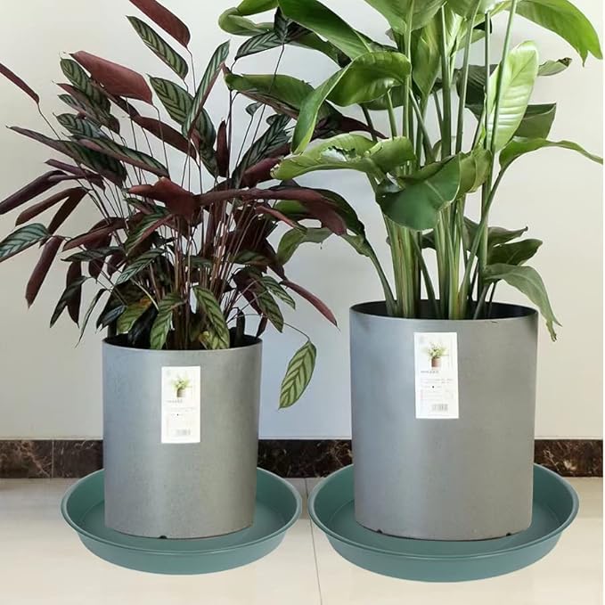 4 Pack of 16 17 inch Plant Saucer (15 inch Base), 2.3" Depth, Heavy Duty Deep Plant Trays for Pots, Bird Bath Bowls, Plastic Plant Saucers for Indoors, Drip Trays for Planter (17", Green)