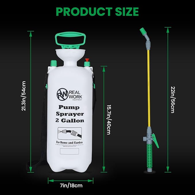 REALWORK 2-Gallon Handheld Tank Sprayer with Easy-Carry Shoulder Strap for Lawn, Garden, Yard, in Translucent White