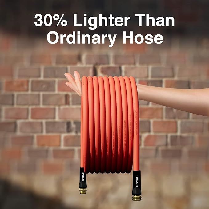 SPECILITE 3/4" Hot/Cold Garden Water Hose 150 ft, -50℉-190℉,Flexible & Lightweight With 3/4" Brass Fittings for Yard, Outdoor, Farm, Red