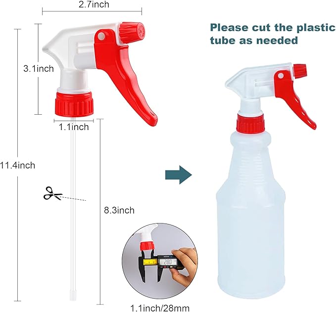 Spray Bottle Nozzles Plastic Heavy Duty 12Pcs Trigger Spray Nozzle Replacement Head Leak Proof Water Bottle Spray Nozzles Adjustable Head Sprayer