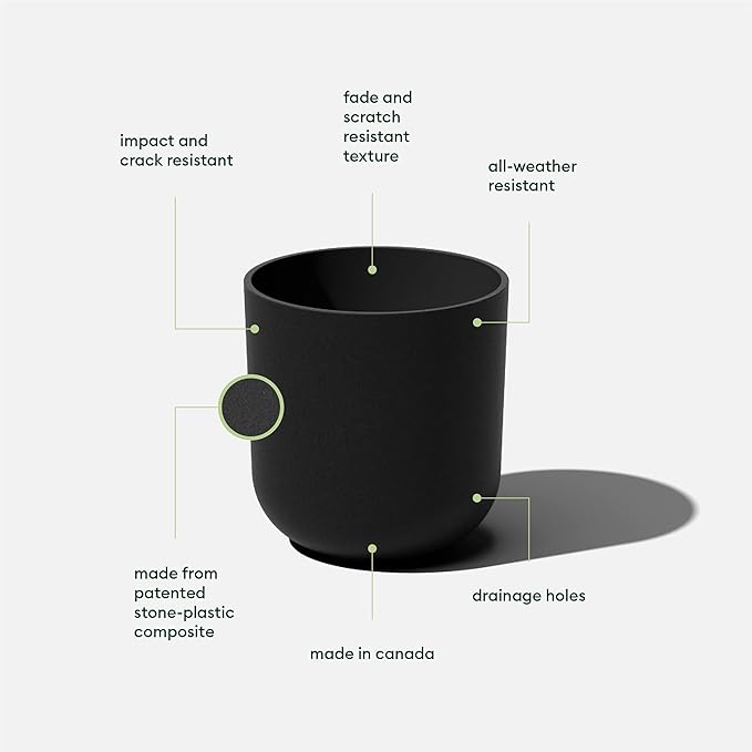 Veradek Mason Series Lima Planter - Round Planter for Indoor or Outdoor Porch/Garden | Made from Plastic-Stone Composite with Drainage Holes | Modern Décor for Succulents, Flowers, Small Plants