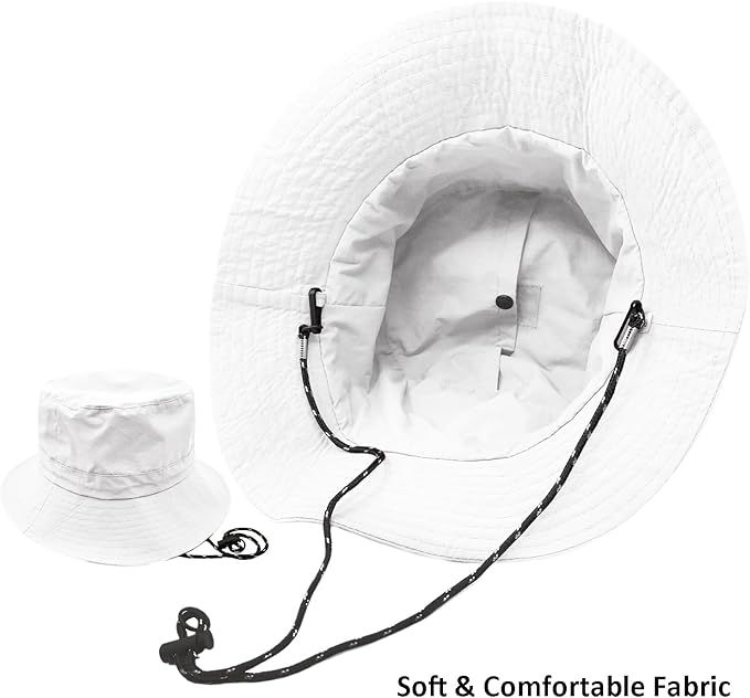 woogwin Waterproof Bucket Rain Hat with Chin Strap Quick Dry Packable Boonie Sun Hat Safari Hat UV Protection