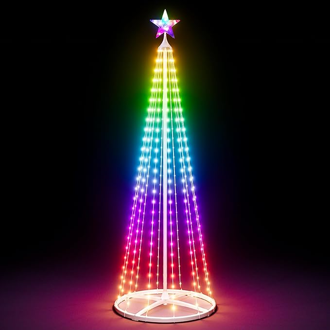 5FT LED Smart Christmas Tree - Outdoor & Indoor Lighted Christmas Tree Decorations Indoor Christmas Cone Tree App Control Color Changing Light for Yard & Garden