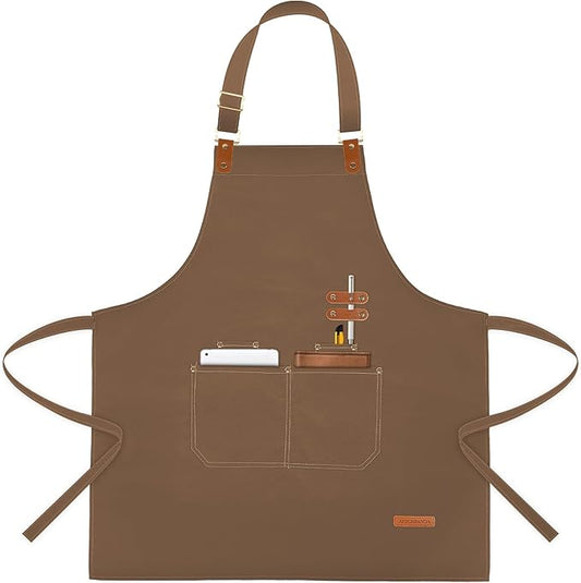 Chef Apron for Men Women with Pockets Adjustable Strap, Water Repellent Apron for Cooking, Baking