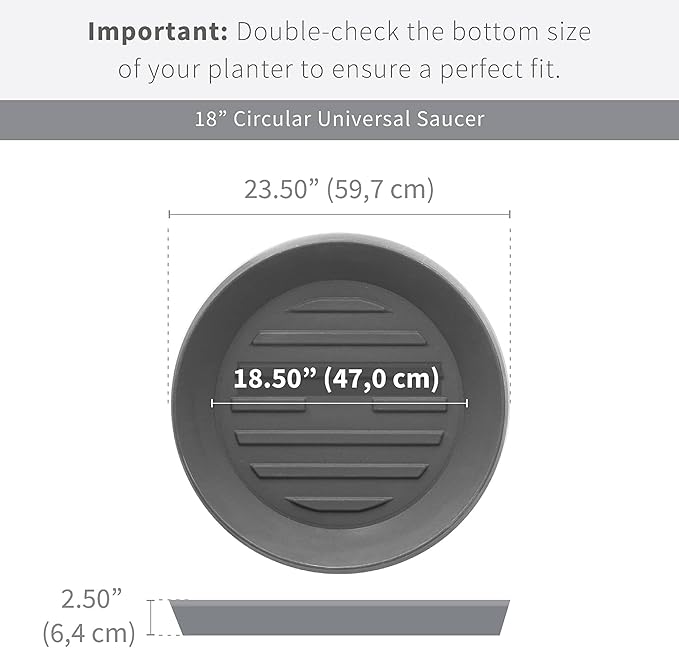 Crescent Garden Universal Round Planter Saucer, Durable Drainage Dish for Plant Pots, Heavy-Duty Plant Dishes Saucer, Indoor & Outdoor Plant Trays - Parchment (18 inch Inner, 23 inch Outer Diameter)