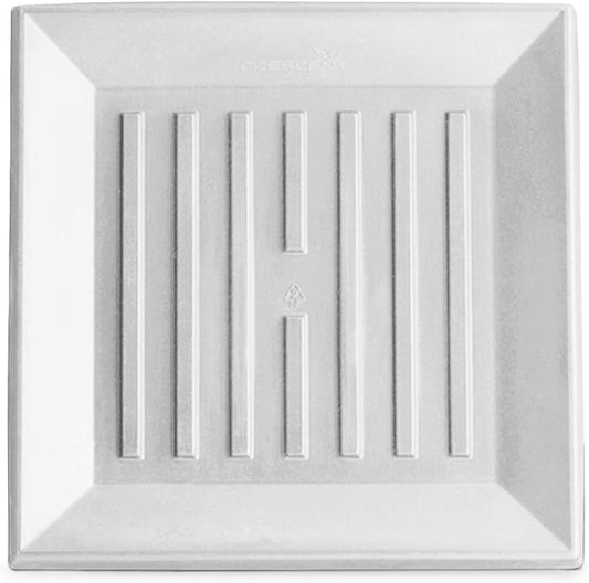 Crescent Garden Universal Square Plant Saucer, Weatherproof Durable Drip Tray for Square Planter, Heavy-Duty Plastic Drainage Dish, Indoor/Outdoor Flowerpot Saucer - 9'' Inner x 12.5" Outer (White)