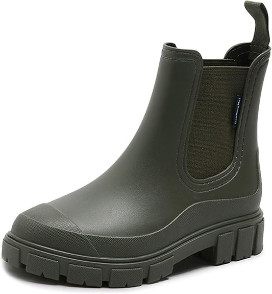 Drecage Womens Rain Boots Waterproof Rubber Garden Shoes Short Ankle Chelsea Boots Slip-Resistant