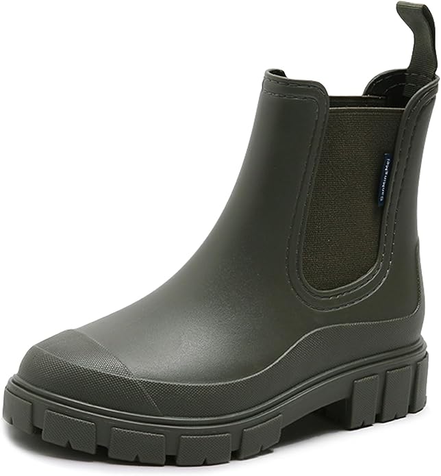 Drecage Womens Rain Boots Waterproof Rubber Garden Shoes Short Ankle Chelsea Boots Slip-Resistant