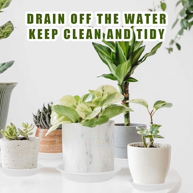 7.5 inch (5.9" at Base) Plastic Plant Saucer Pack of 6, Durable Thick Sturdy Plant Drip Trays for Indoors, Planter Saucers Flower Pot Tray Dish Plate for Outdoor